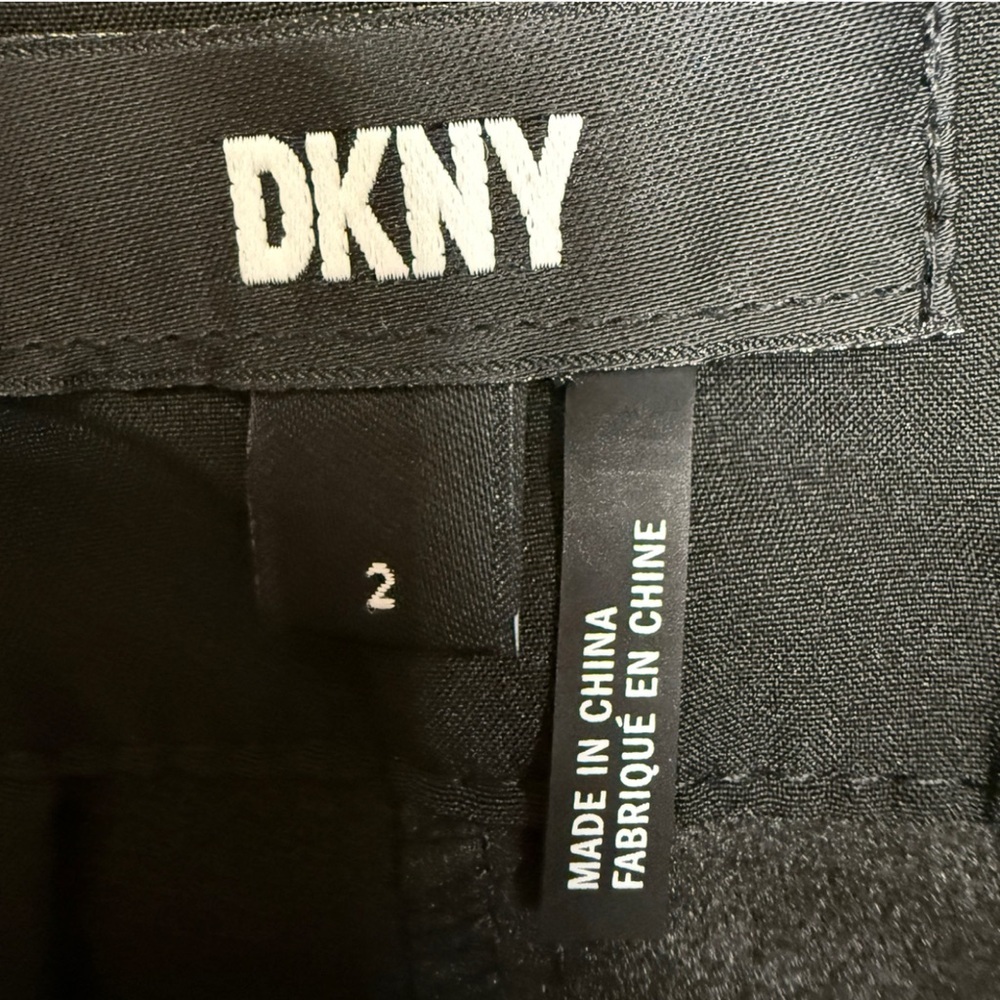 NWT DKNY Black Faux Leather High Waisted Tie Belt Tapered Ankle Pants Size 2 - Picture 5 of 11